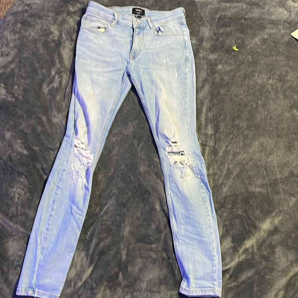 Distressed high waisted skinny jeans